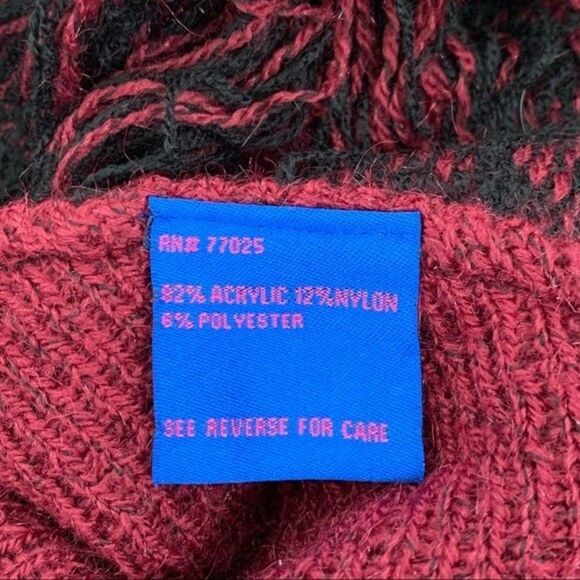 Twiggy London Art to Wear Thick Knit Boho Aztec Pattern Fringe Poncho Sweater - Picture 6 of 7